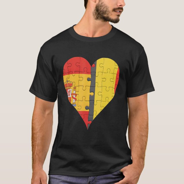 T-shirt Coeur du drapeau belge espagnol (Devant)