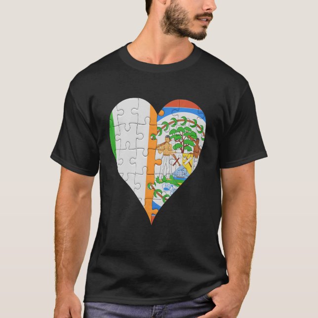 T-shirt Coeur du drapeau bélizien irlandais (Devant)