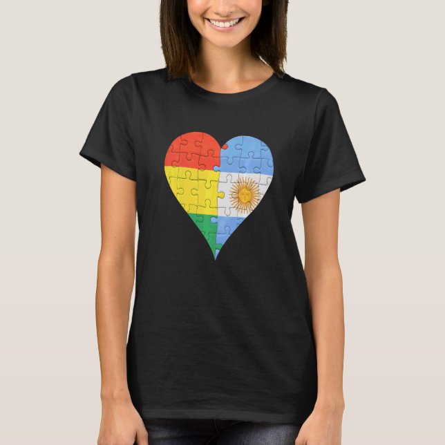 T-shirt Coeur du drapeau bolivien argentin (Devant)