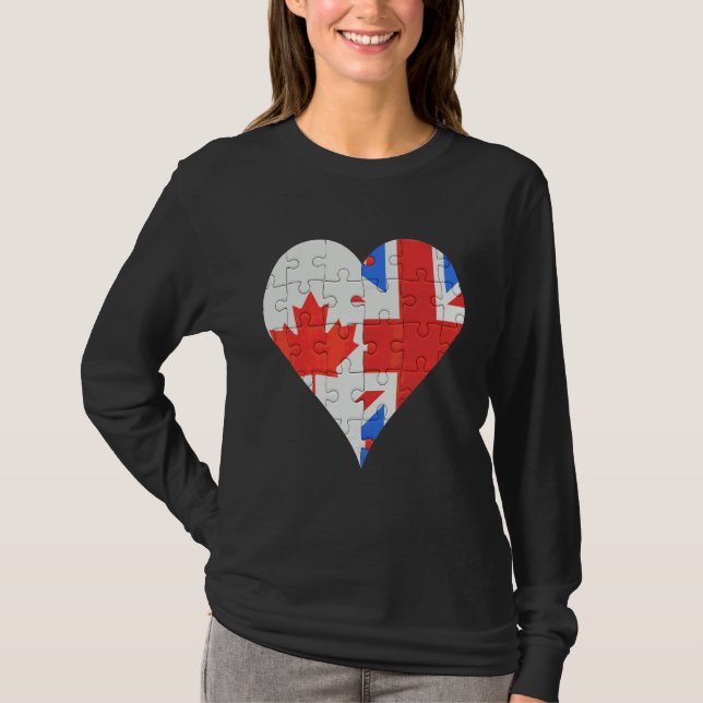 T-shirt Coeur du drapeau britannique canadien (Devant)