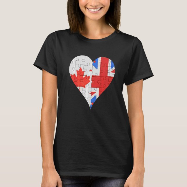 T-shirt Coeur du drapeau britannique canadien (Devant)