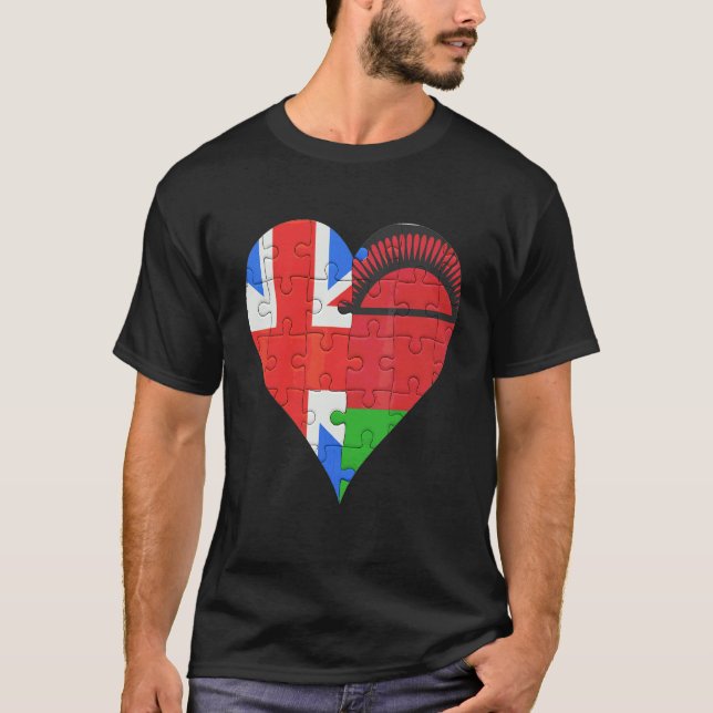 T-shirt Coeur du drapeau britannique du Malawi (Devant)