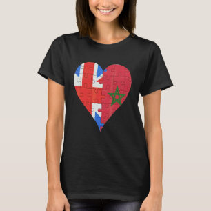 T-shirt Coeur du drapeau britannique marocain