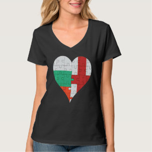 T-shirt Coeur du drapeau bulgare anglais