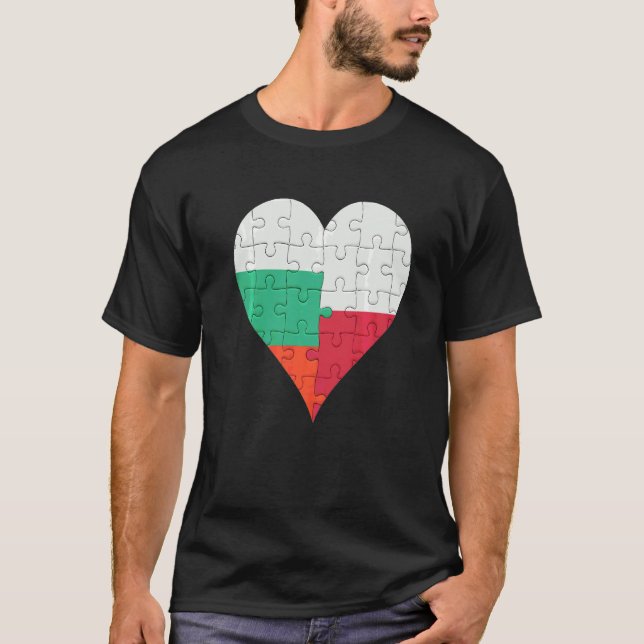 T-shirt Coeur du drapeau bulgare polonais (Devant)