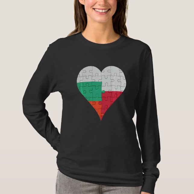 T-shirt Coeur du drapeau bulgare polonais (Devant)