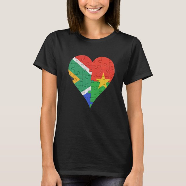 T-shirt Coeur du drapeau burkinabé sud-africain (Devant)