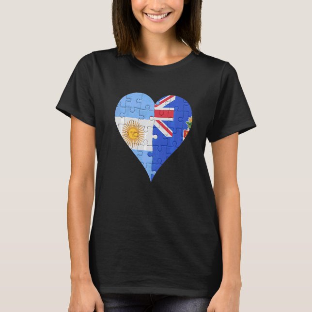 T-shirt Coeur du drapeau caïmanais argentin (Devant)