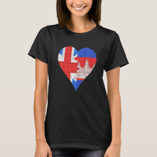 T-shirt Coeur du drapeau cambodgien britannique
