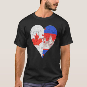 T-shirt Coeur du drapeau cambodgien canadien