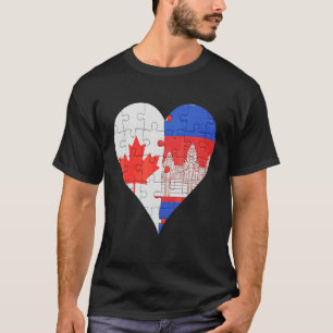 T-shirt Coeur du drapeau cambodgien canadien