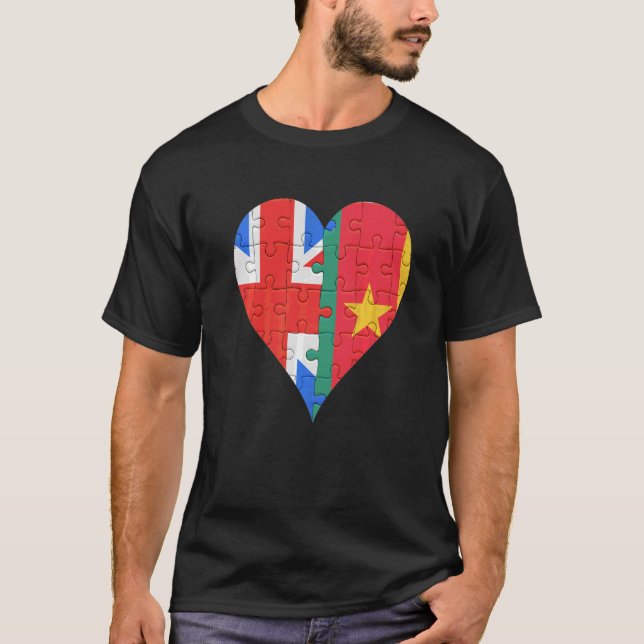 T-shirt Coeur du drapeau camerounais britannique (Devant)