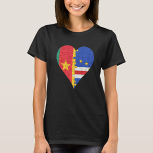 T-shirt Coeur du drapeau camerounais capverdien