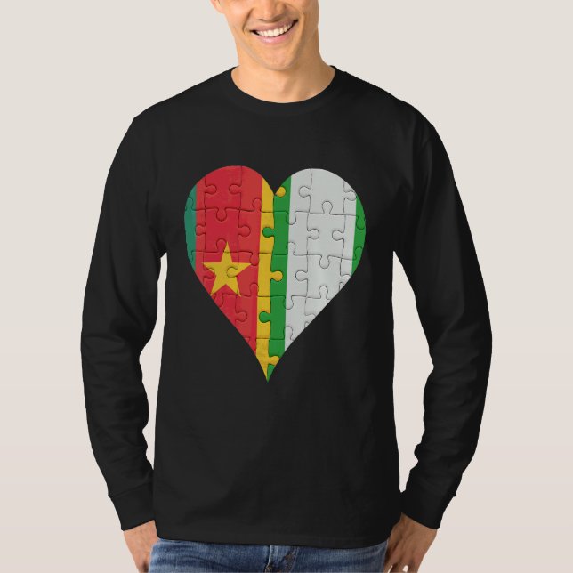 T-shirt Coeur du drapeau camerounais nigérian (Devant)
