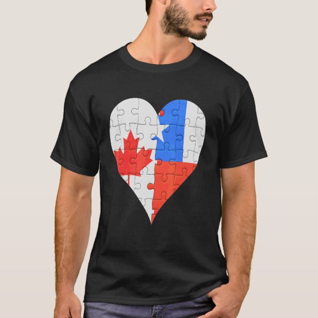 T-shirt Coeur du drapeau canadien chilien (Devant)