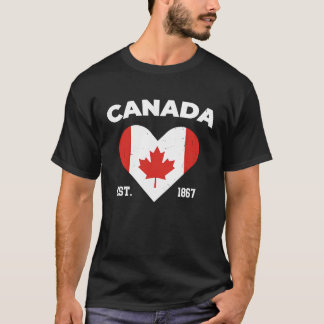 T-shirt Coeur du drapeau canadien Feuille d'érable Van Pat