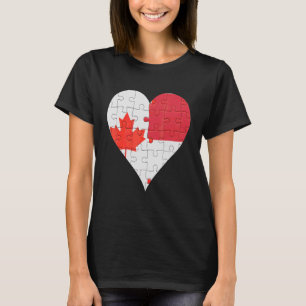 T-shirt Coeur du drapeau canadien indonésien