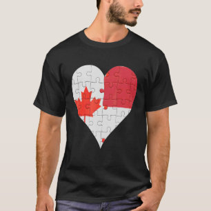 T-shirt Coeur du drapeau canadien indonésien