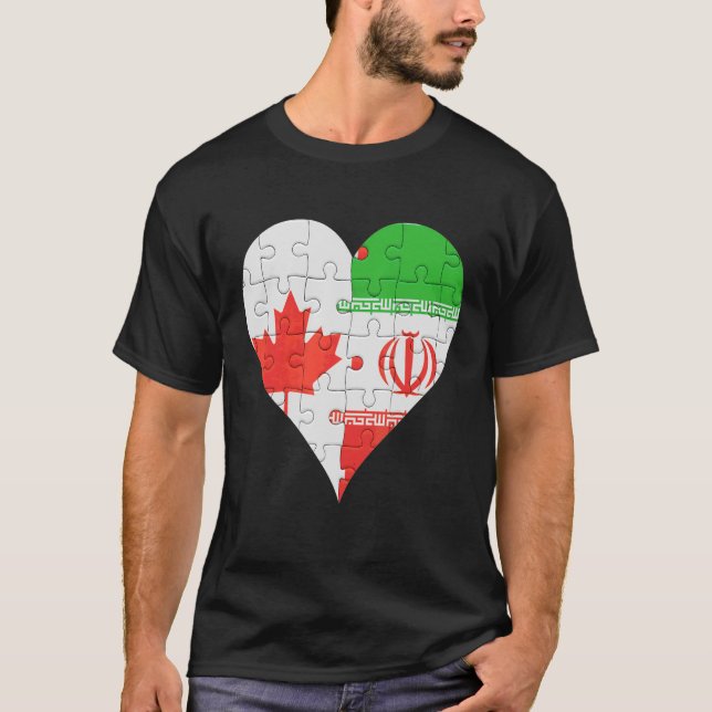 T-shirt Coeur du drapeau canadien iranien (Devant)