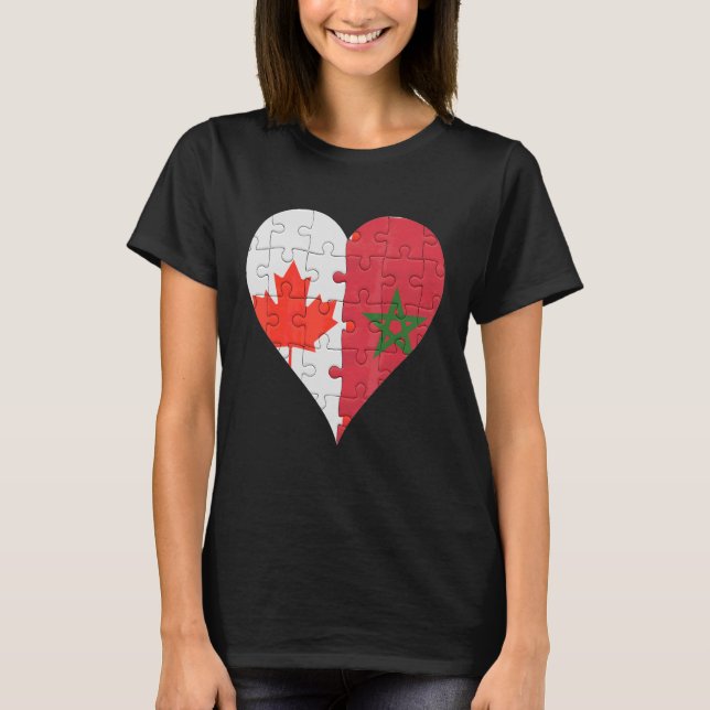 T-shirt Coeur du drapeau canadien marocain (Devant)