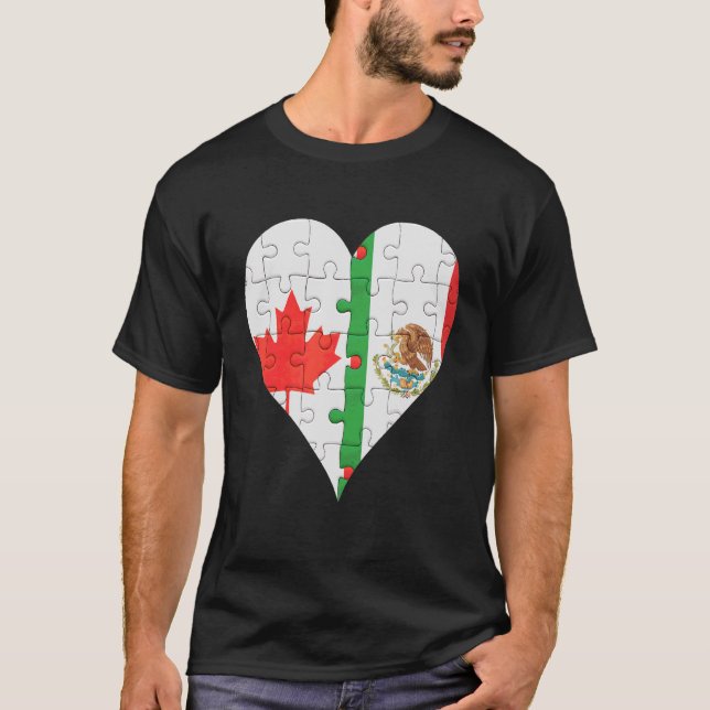 T-shirt Coeur du drapeau canadien mexicain (Devant)