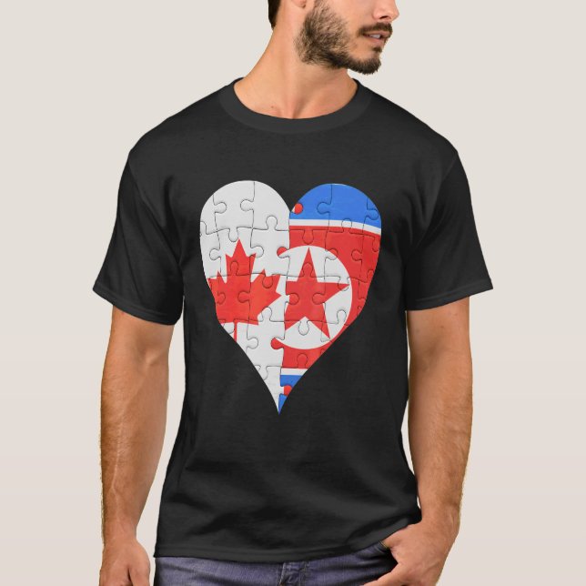 T-shirt Coeur du drapeau canadien nord-coréen (Devant)