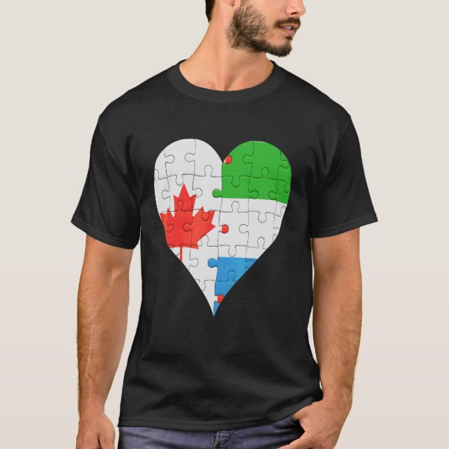 T-shirt Coeur du drapeau canadien sierra-léonais (Devant)