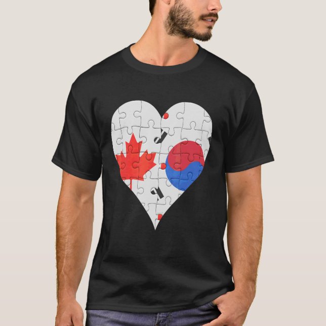 T-shirt Coeur du drapeau canadien sud-coréen (Devant)