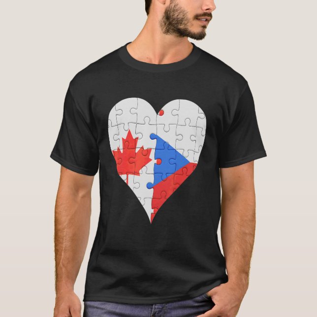 T-shirt Coeur du drapeau canadien tchèque (Devant)