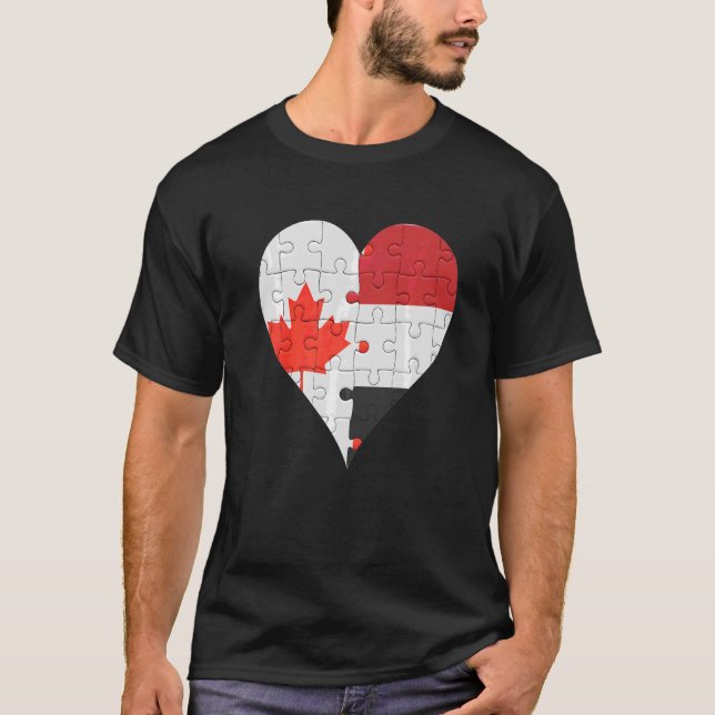 T-shirt Coeur du drapeau canadien yéménite (Devant)