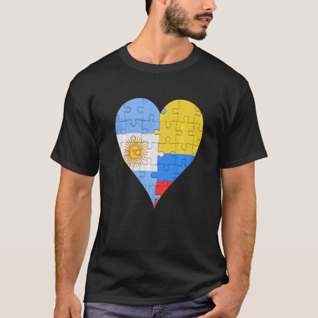 T-shirt Coeur du drapeau colombien argentin (Devant)