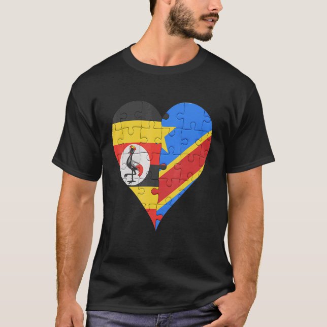 T-shirt Coeur du drapeau congolais ougandais (Devant)