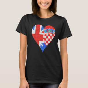 T-shirt Coeur du drapeau croate britannique