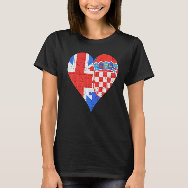 T-shirt Coeur du drapeau croate britannique (Devant)