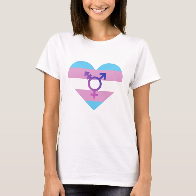 T-shirt Cœur du drapeau de fierté trans (Devant)