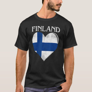 T-shirt Coeur du drapeau de Finlande vintage