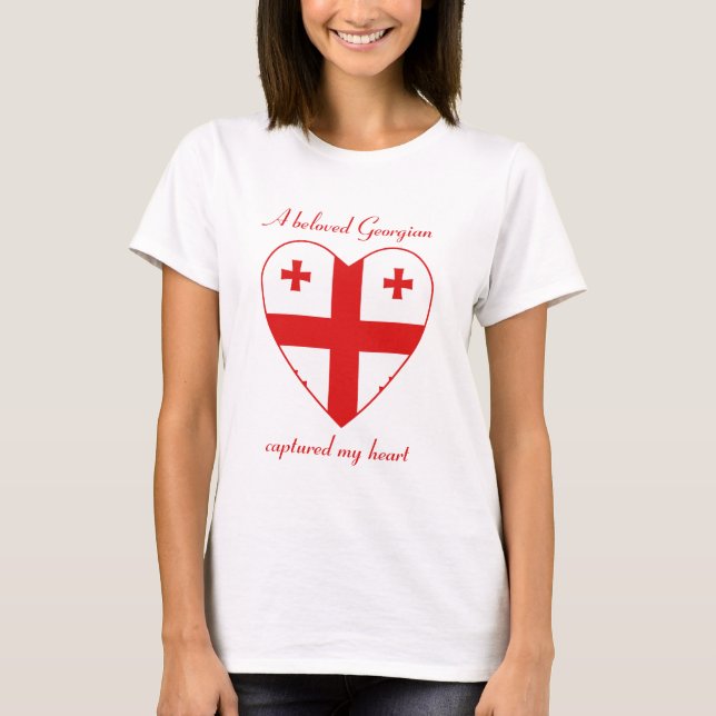 T-Shirt Cœur du Drapeau de Géorgie (Devant)