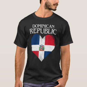 T-shirt Coeur du drapeau de la République Dominicaine vint