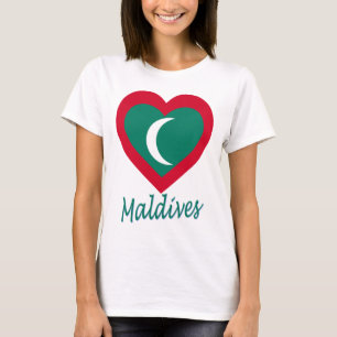 T-shirt Coeur du drapeau des Maldives