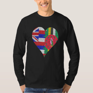 T-shirt Coeur du drapeau dominicain hawaïen
