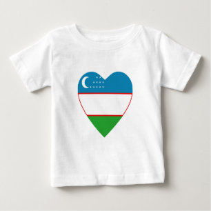 T-shirt Coeur du drapeau d'Ouzbékistan