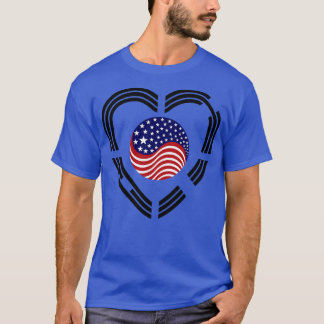 T-shirt Coeur du drapeau du Patriote Multinational América