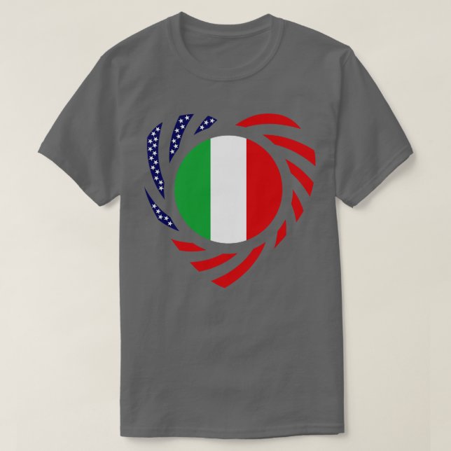 T-shirt Coeur du drapeau du Patriote Multinational Italien (Design devant)