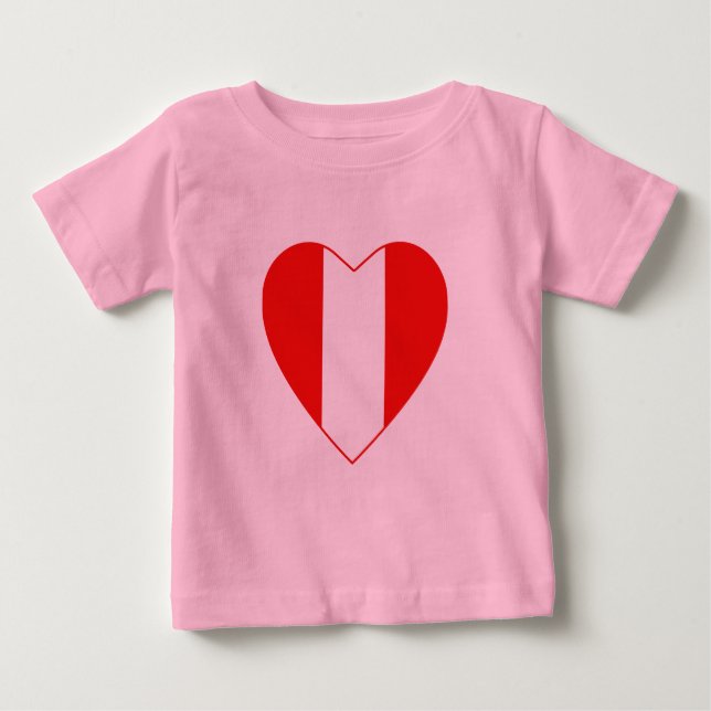 T-shirt Coeur du drapeau du Pérou (Devant)
