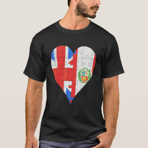 T-shirt Coeur du drapeau du Pérou britannique