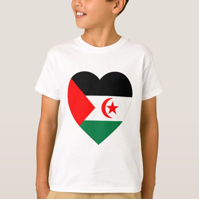 T-shirt Coeur du drapeau du Sahara occidental (Devant)