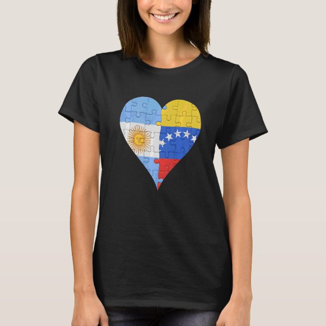 T-shirt Coeur du drapeau du Venezuela argentin (Devant)