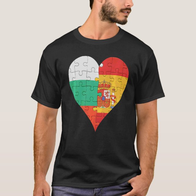 T-shirt Coeur du drapeau espagnol bulgare (Devant)