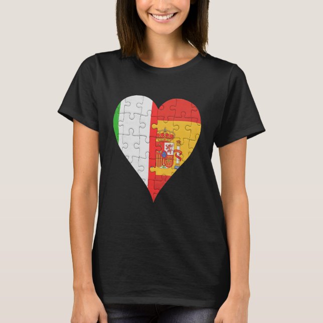 T-shirt Coeur du drapeau espagnol italien (Devant)