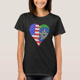 T-shirt Coeur du drapeau éthiopien américain